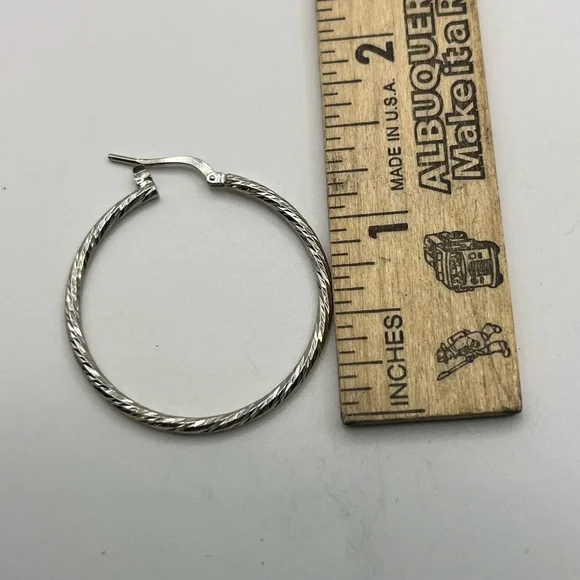 TexturedSterling Silver Hoop Earrings - Picture 3 of 5